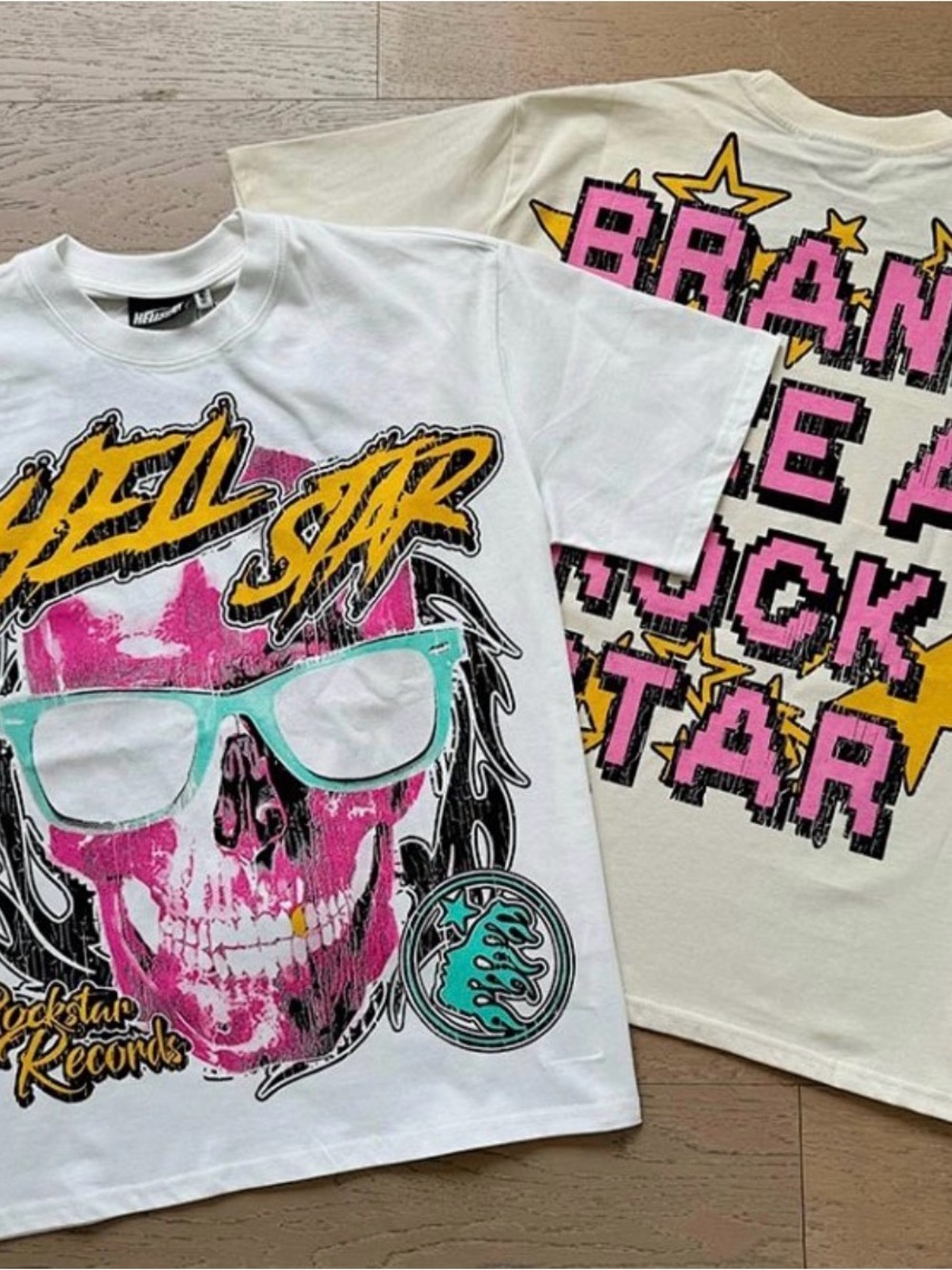 White Kids Short-Sleeve Graphic Tee with Pink Skull